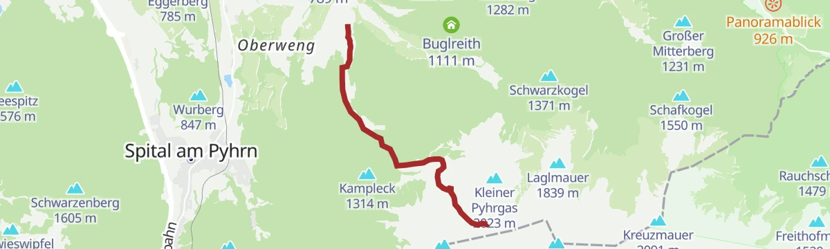 Route map: Skitour Gr. Pyhrgasgrat (Tourengebiet Haller Mauern)